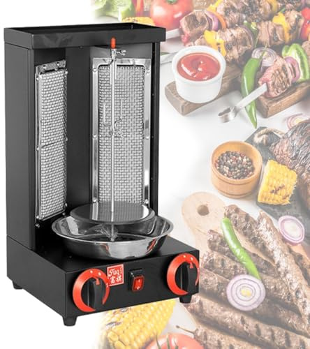 Machine de gril Shawarma, machine de cuisson Shawarma de poulet en acier inoxydable, plaque chauffante en céramique, rôtissoire gyroscopique verticale à gaz, machine à Doner Kebab au four, pour les