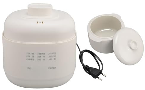 Olla Eléctrica para Estofado, Olla de Sopa de 200 W, Olla de Cocción Lenta con Temporizador de 24 Horas para Cocina Casera, Olla de Cerámica Pequeña Antiquemaduras Secas y