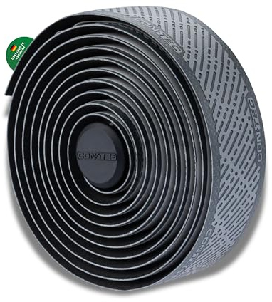 CONTEC Lenkerband SuperComfort.Grip, 2000x30x3 mm, aus Polyurethan, selbstklebend und rutschsicher, mit Silikonstreifen und 2 Lenkerstopfen, Paar, grau