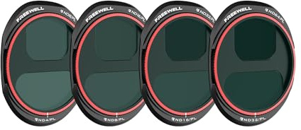 Freewell Bright Day 4 Pack ND/PL-Filter für DJI Mavic 4 Pro | Split ND8PL/ND4PL,ND16PL/ND8PL,ND32PL/ND16PL,ND64PL/ND32PL–Reduzieren Sie Reflexionen und verbessern Sie Farben für filmische