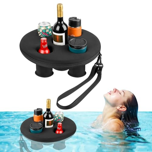 Schwimmender Getränkehalter für Pool und W-hirlpool, Schaumstoff Getränketablett mit 5 Halterungen, Leichtes Poolparty Zubehör, Spa und S-trand Getränkefloat, Wasserdichte Getränkebox für Cocktails