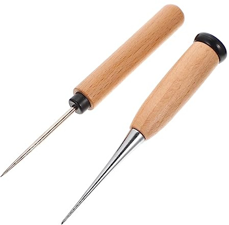 LIFKOME 2pezzi Punteruoli in Legno Utensile per Perforare La Pelle Accessori per Perforare Punteruolo Solido in Inossidabile per Lavori Artigianali Fai da Te