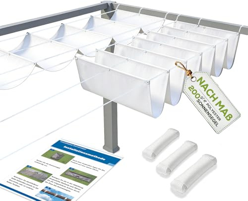 Einziehbare Welle Sonnensegel, Nach Maß, UV-Schutz 95%, weiß 0.9x3m | Wellenmarkise | Wetterfest | 100% Polyester| Reißfest | Wasserdicht | Sonnenschutz für Terrasse, Pergola, Garten