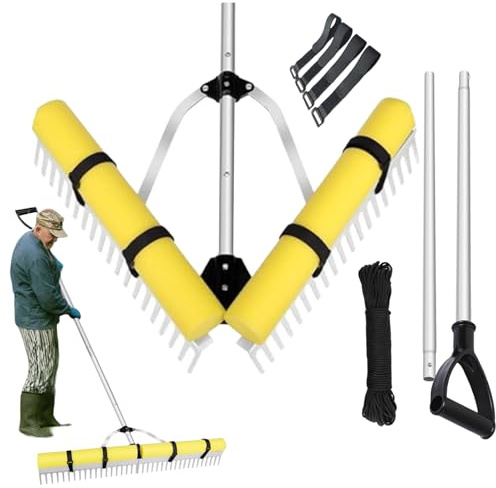 Moxeupon Rastrillo Pesado para Estanque - Rastrillo para Limpiar Algas | Herramienta De Limpieza De Algas para Jardines Playas Campos De Béisbol Utensilios para Eliminar Algas De Estanques