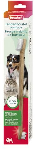 Beaphar Spazzolino da denti in bambù 1 pezzo - Spazzola a doppia faccia per cani e gatti