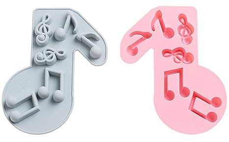 PartyKindom 2Pcs Silicone Cake Mold Music Note Shape Flexible Chocolate Baking Molds Non Stick Homemade Baking Tools for DIY Cake Decoration and Easy Demolding Random Color