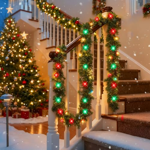 14.8 Fuß (4.5m) LED Christlichterkette mit 50 Farbenfroh LEDs - Batteriebetriebene Deko für Innen & Außen, Treppe, Kamin, Tür