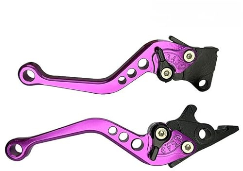 Leva Frizione Moto Leve freno e frizione regolabili universali CNC per moto, 2 pezzi, leva freno per moto, manubrio, manopole per motore(PURPLE)