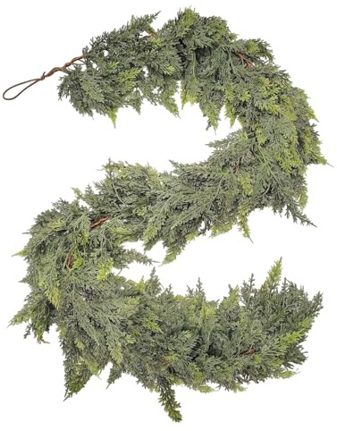 Guirnalda De Cedro Navideña, Guirnalda Verde Realista para Puerta Principal, Decoración Navideña para Puerta Sala Porche Chimenea Pared Jardín Interior