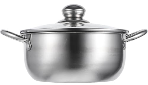 OUFGXZL Marmite Profonde en Acier Inoxydable, 23 cm, avec Couvercle, Multifonction, for Faire bouillir de la Soupe, Cuire des Fruits de mer, des légumes et des dim sum.(24X18X12CM)