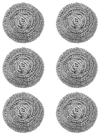 6 Pcs Steel Scourer,Metal Scourer,Kettle Descaler Balls,Steel Wool Scrubber,Ball Stainless Reusable Remover,Descalers Wire for Kitchen Restaurants Camping,Scouring Pads,Duty Scourers for Cleaning