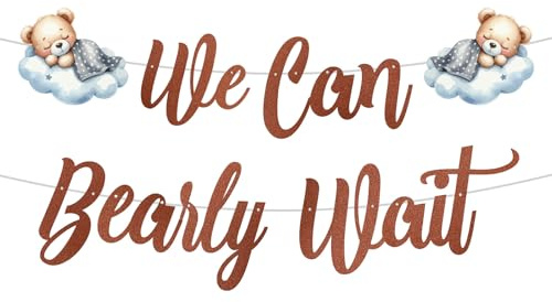 We Can Bearly Wait Babyparty-Dekorationen, Vorgefädeltes Süßes Neutrales Bären Babyparty Deko Gebrauchsfertige Girlande für Party-Hintergrunddekoration Kein Basteln Erforderlich