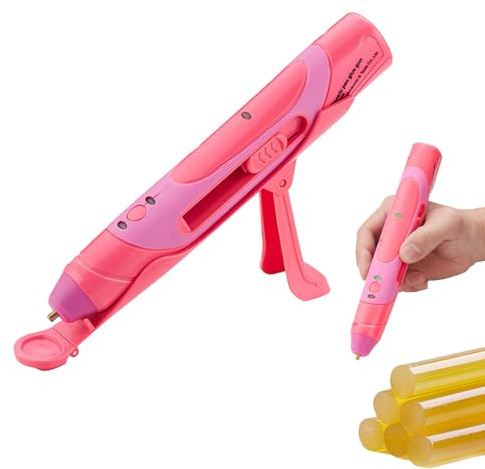 Pistolet à Colle Sans Fil En Forme De Stylo, Mini Pistolet à Colle Thermofusible 1500 Mah Pour Les Travaux Manuels, Temps De Charge : 1 H, Durée De Fonctionnement : 20-30 Min, Avec Support, Pour Les