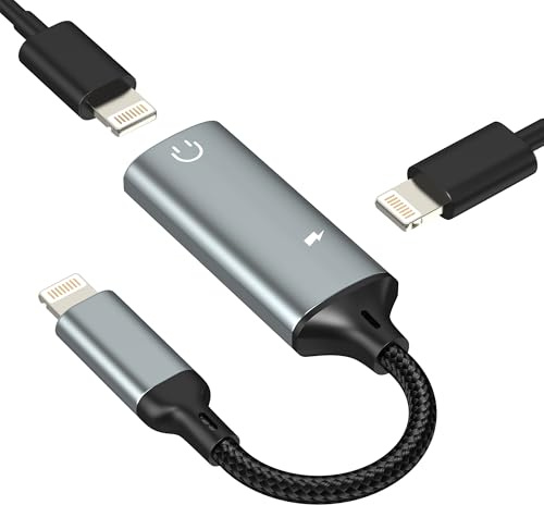 HOYULLI Lightning to Headphone Adapter(2 in 1) for iPhone Splitter Charger Audio Jack MFI Certified Dual Cable Dongle Connector Charging for IPad Charge Double Lighting Earphone Music Earbuds Adaptor