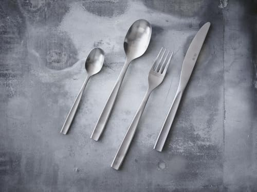 Table Noir Set de couverts, couverts 18/10 en acier inoxydable pour 4/8/12 personnes, satiné mat, passe au lave-vaisselle, poli à la main, design de neige pour BARR