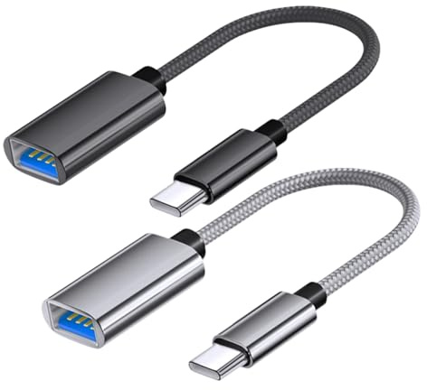 2 Piezas Adaptador USB a Tipo C 3.0,Adaptador USB C a USB,Cable OTG Tipo C Macho a USB Hembra compatible con iPhone 16/15 Pro Max,iPad Pro,MacBook Pro/Air,Samsung Galaxy S24/S23/S22/S21,Google Pixel