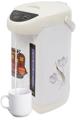 Thermopot 4 Liter, 750W Edelstahl Heißwasserspender, Wasserspender mit 3 Ausgabemodi, Elektrischer Wasserkocher Glühweinkocher Dispender, Thermoskanne, Glühweinspender (Weiß)