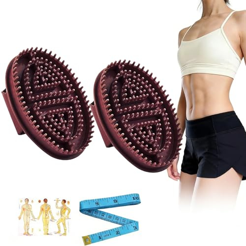 Fengyang® 2 Stücke Massagebürste Körper, Ergonomische Bürste Meridian, Tragbare Gua-Sha-Massagebürste, Ganzkörper Entspannung und Stressabbau (Brown)
