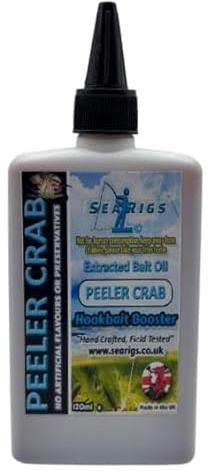 searigs Peeler Crab Extracted Bait Oil, Hookbait Booster for Cod, Bass, Smooth Hound, Sea Fishing Attractant handy 120ml Easy Squeeze bottle with applicator