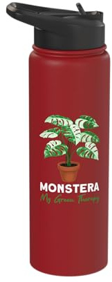 Monstera My Green Therapy Monstera Deliciosa House Plant Stainless Steel Insulated Water Bottle