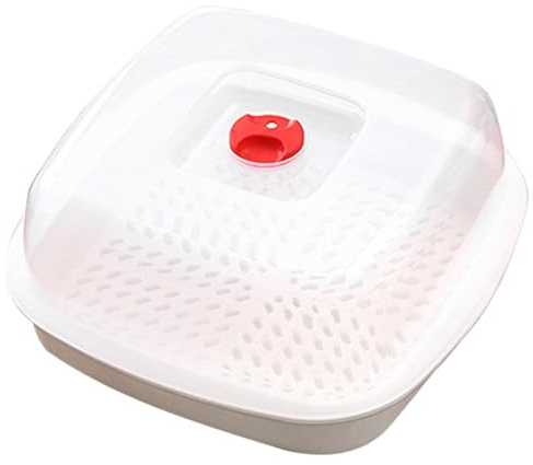 Generico Vaporiera Microonde Professionale in Plastico Manico, Contenitore per Alimenti al Vapore per Cucina e Cottura di Pesce e Ravioli