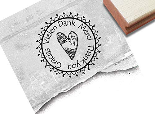 Stempel Poststempel Vielen Dank Merci Thank you Gracias mit Herz - Textstempel Dankeschön Karten Geschenkanhänger Basteln Deko - zAcheR-fineT