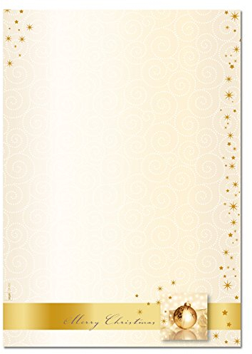 SIGEL DP033 Briefpapier Weihnachten | Golden Times | DIN A4 | 100 Blatt | weihnachtliches Motivpapier