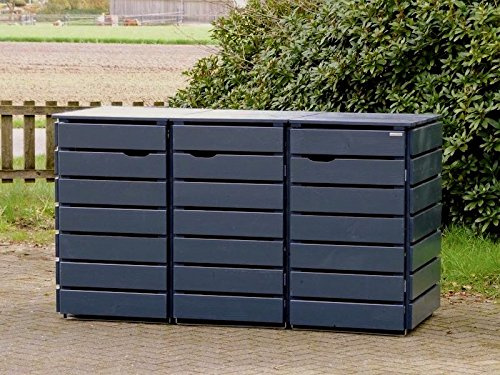 binnen-markt 3 contenitori per bidoni della spazzatura, in legno, 120 l, colore: antracite
