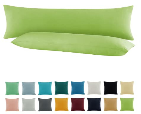 SHC by BaSaTex 2er Pack Jersey Kissenbezüge Kissenhüllen | Kopfkissenbezug aus 100% Baumwolle | 40x145 cm Seitenschläfer Kissenbezug | Farbe Apfel Grün
