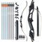 D&Q Recurvebogen Pfeil und Bogen Set 56 Zoll langbogen Rechte Hand Aluminiumlegierung Riser 30-50lbs Jagdbogen für Erwachsene Sportbogen(Schwarz,35lb)