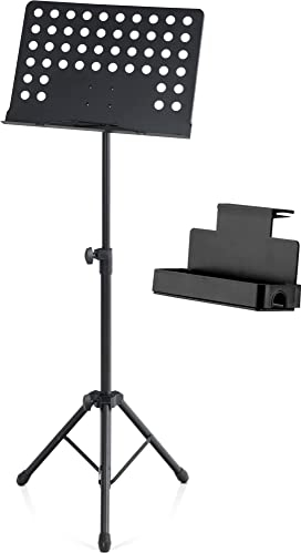 Pronomic OS-01P Orchesterpult Set - Lochblech-Notenablage - Aufstellhöhe ca. 69-115 cm - Set inkl. Ablagebox - schwarz