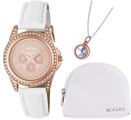 WATCH Tikkers Rose Gold Girls Designer Style White Strap