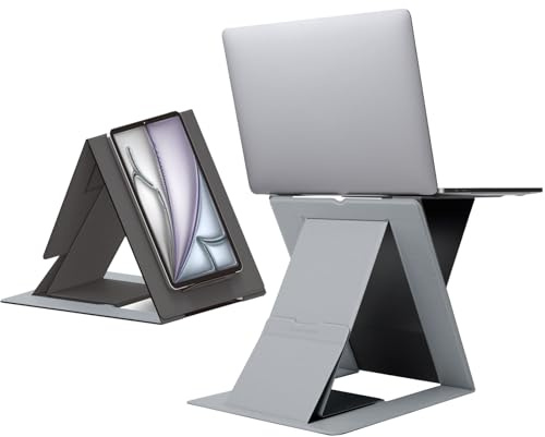 MOFT Z Laptop Stand for Desk, Slim Adjustable Laptop Riser Foldable Laptop Holder, 4 Sitting Modes, Compatible with Most Laptops Up to 17, Hold up to 22 lbs (Gray)