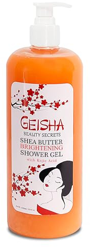 Geisha, Gel Douche Éclaircissant à l'Acide Kojique - 33 fl oz / 1000 ml - Unifie le Teint, Donne de l'Éclat à la Peau, Gel Douche Visage et Corps
