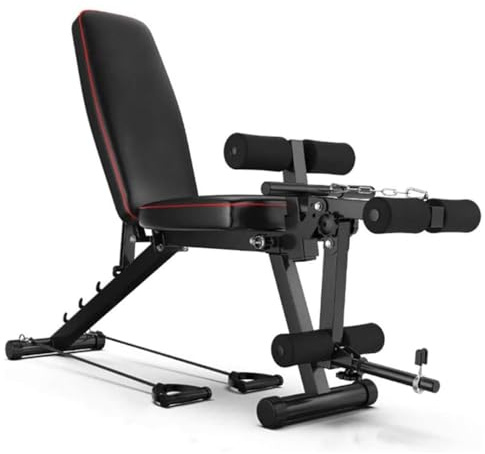 Hantelbank Verstellbar mit Leg curl, Multifunktion Trainingsbank Fitnessbank Sit up Bank, Bauchtrainer Ganzkörper Krafttraining für Kommerzielle Fitnessstudios Zuhause, 220 Kg Belastbarkeit