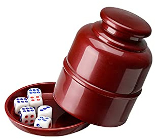 Lot de 2 gobelets à dés en plastique avec 2 verres à vin rouge et 10 dés