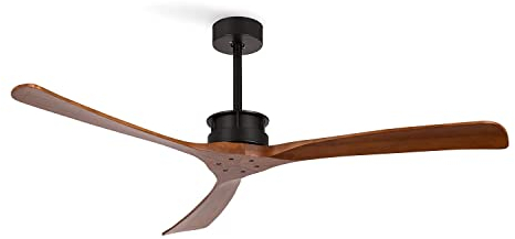 CREATE / WINDLARGE/Deckenventilator Schwarz Dunkelholzflügel mit Fernbedienung/XL, 40W, Leise, Ø152 cm, 6 Geschwindigkeiten, Timer, DC-Motor, Sommer-Winterbetrieb