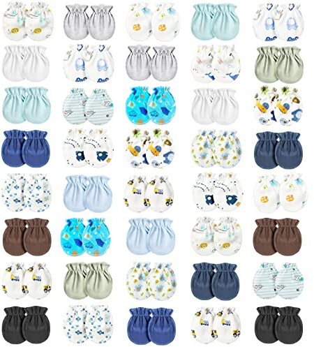 Geyoga 40 Pairs Newborn Baby Mittens No Scratch Baby Boy Mitts Elastic Infant Toddler Mittens for 0-6 Months