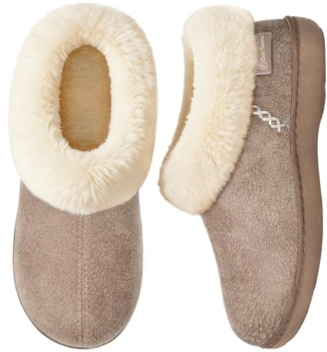 EverFoams Damen Hausschuhe Rutschfeste Weiche Pantoffeln Plüsch mit Memory-Schaum taupe, 38/39 EU
