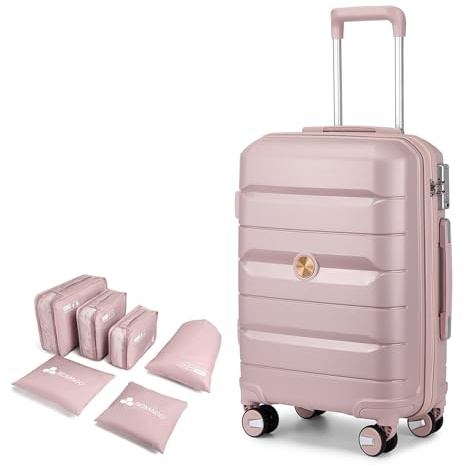 Somago 28 Inch Luggage With Spinner Wheels Hard Shell Polypropylene Suitcase with TSA Lock and YKK Zipper,Nude Pink