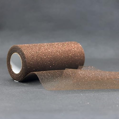 Glitter Tüll Stoff Pailletten Tüll für DIY Kunsthandwerk Nähen und Dekoration 15cm*22m (22 Braun)