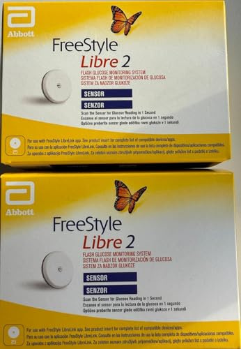 Abbott Freestyle Libre 2 Sensor Pack of 2 for diabetes monitoring CGM for UK, white