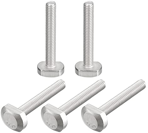 sourcing map T-Nut-Schrauben, 5 Stück M6 x 40 mm T-Nut-Drop-In-Bolzen Gleitbolzen 304 Edelstahl T-Form Schrauben für T-Schiene