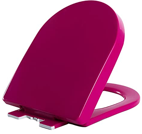 JUNNIU Toilettendeckel antibakteriell,Toilettendeckel mit Absenkautomatik,Ovaler Toilettensitz mit Quick-Release-Funktion,Rot Blau Orange Optional Rose Red