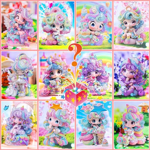 Mysterium Kit för Diamantmålning med Ram, CAYUDEN Enstaka Slumpmässig Diamantmålning med Ram Diamond Painting Kit Mystiska Diamantprickar Ädelstenskonst för Vuxna barn i åldern 6 8 10 12