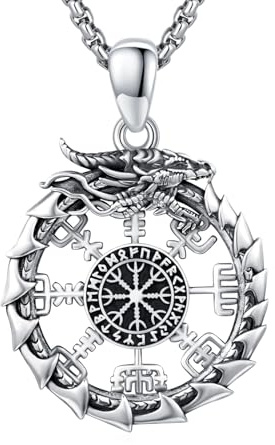 OHAYOO Drachen Kette 925 Sterling Silver Wikinger Symbol Anhänger Kette Amulett Schmuck Geburtstags Geschenke für Herren Damen Mädchen