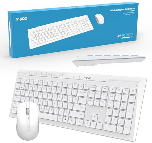 Rapoo Set Wireless Maus + Tastatur (Fliege, Multimode, Wireless, USB A, Slim, Computer) weiß