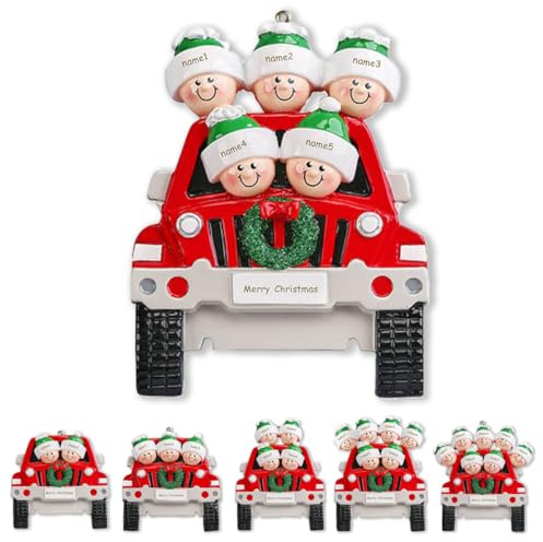 2023 Personalisierte Weihnachtsschmuck Benutzerdefinierte Weihnachtsbaum Ornamente mit Familie Person 2-7 Namen Ornamente für Weihnachtsbäume Dekorationen Xmas Ornamente (Auto (Familie 2-7 Name))