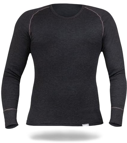 SES Thermoshirt Herren Langarm 3XL Anthrazit aus Baumwolle - Atmungsaktives Thermo Longsleeve Herren - Wärmende Thermounterwäsche