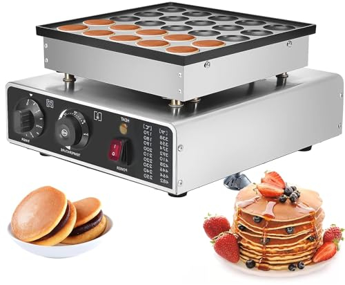 DPLXFPP Mini Máquina Hacer Panqueques, Máquina Hacer Dorayaki Eléctrica, Máquina para Hacer Gofres Parrillas Poffertjes Holandesas, Galletas Comerciales Pasteles Sándwich 50 Agujeros,25-Holes